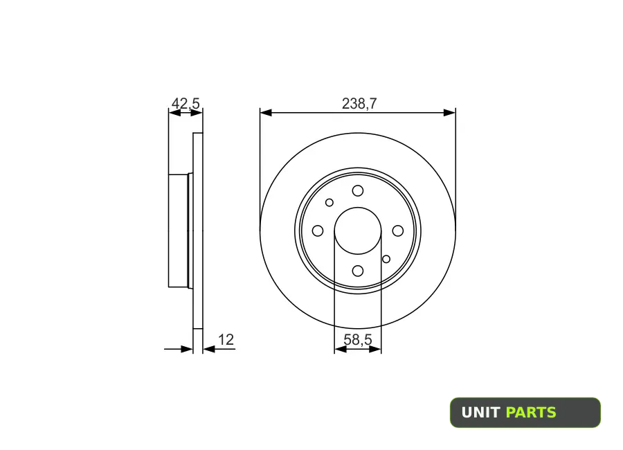 BOSCH 0986479R61 Диск торм.пер.