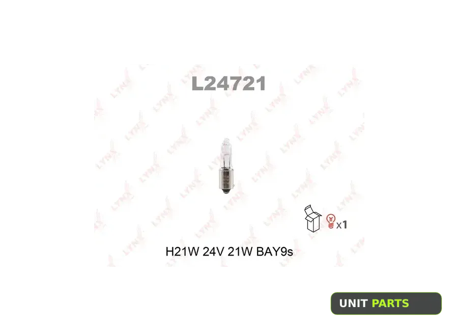 LYNXauto L24721 Лампа 24V H21W 21W BAY9s LYNXauto 1 шт. картон L24721