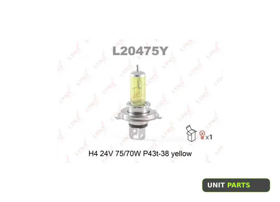 LYNXauto L20475Y Лампа 24V H4 75/70W P43t LYNXauto Yellow 1 шт. картон L20475Y