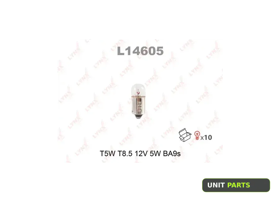 LYNXauto L14605 Лампа 12V T5W 5W BA9s LYNXauto 1 шт. картон L14605