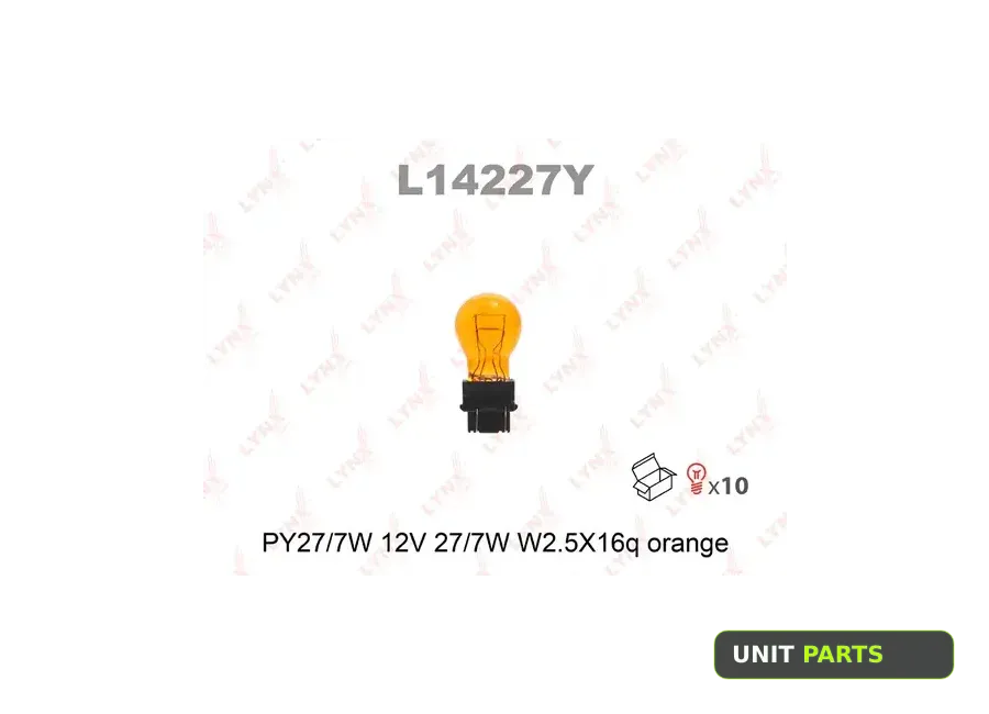 LYNXauto L14227Y Лампа 12V PY27/7W 27/7W W2,5x16q LYNXauto 1 шт. картон L14227Y