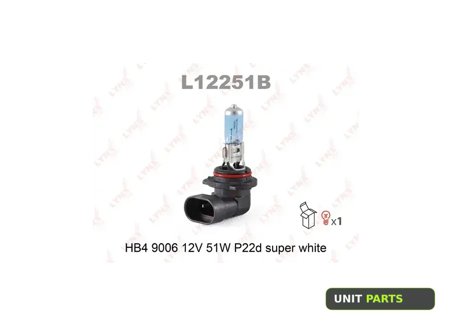 LYNXauto L12251B Лампа 12V HB4/9006 51W P22d LYNXauto SUPER WHITE 1 шт. картон L12251B