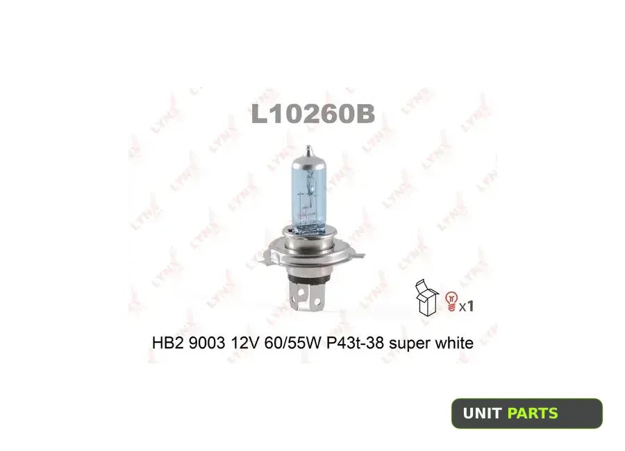 LYNXauto L10260B Лампа 12V HB2 60/55W P43t LYNXauto SUPER WHITE 1 шт. картон L10260B