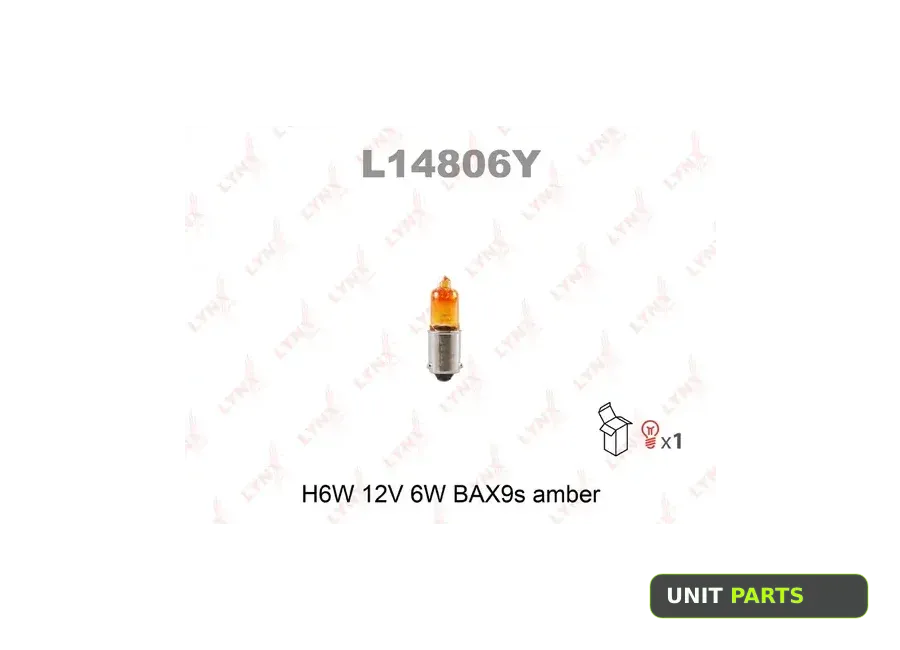 LYNXauto L14806Y Лампа 12V H6W 6W BAX9s LYNXauto 1 шт. картон L14806Y