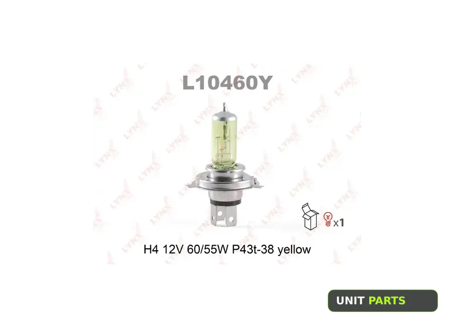 LYNXauto L10460Y Лампа 12V H4 60/55W P43t LYNXauto Yellow 1 шт. картон L10460Y